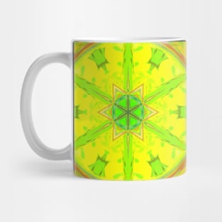 Mosaic Kaleidoscope Flower Green Orange and Purple Mug